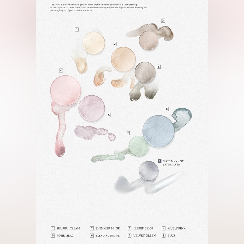 The Favori Muse Ink Satin Shushu cream ivory pearl nuance gel nails Korea Japan